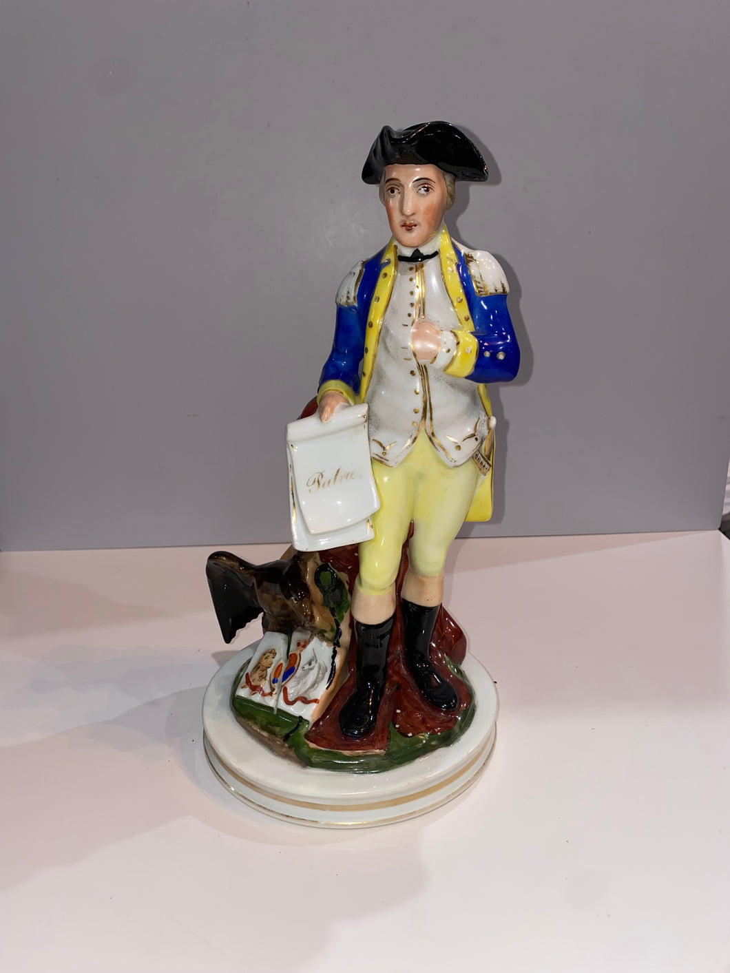 Gilt and Polychrome Decorated Porcelain Statue of George Washington