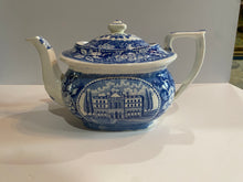 Load image into Gallery viewer, Historical Staffordshire Blue Teapot Hartford Connecticut State House

