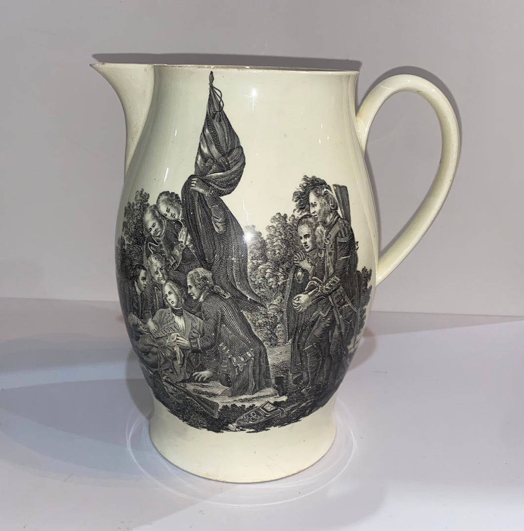 Staffordshire Creamware Liverpool Pitcher Death Of General Wolfe Quebec Ca. 1800