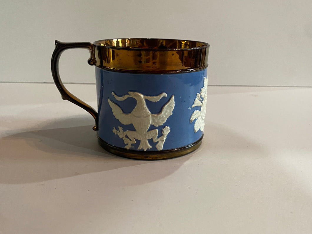 Staffordshire Copper Luster Mug with Seal of United States Florals
