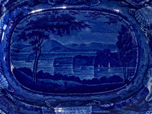 Load image into Gallery viewer, Historical Staffordshire Blue Small Platter Catskill Mountains Hudson River Ca. 1825
