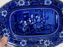 Load image into Gallery viewer, Historical Staffordshire Blue Small Platter Rabbit on the Wall Wilkie Series 1825
