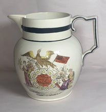 Load image into Gallery viewer, Historical Staffordshire Peace And Prosperity To America Pitcher Colored 1815
