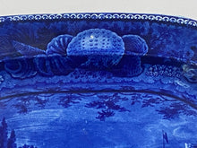 Load image into Gallery viewer, Historical Staffordshire Blue Castle Gardens Battery New York Platter Ca. 1825 18 3/4”

