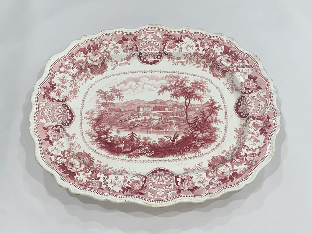 Historical Staffordshire Pink Transfer Platter West Point By Adams 1835