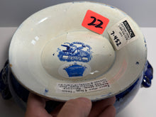 Load image into Gallery viewer, Historical Staffordshire Blue Soup Tureen Bellville On Passaic River Rare 1825
