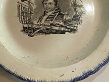 Load image into Gallery viewer, Staffordshire Pearlware Blue Edge Leeds War of 1812 Plate Captain Hull  of The Constitution
