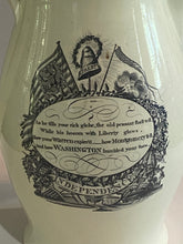 Load image into Gallery viewer, Staffordshire Creamware Liverpool Pitcher Map of East Coast Eagle Shield Washington Poem
