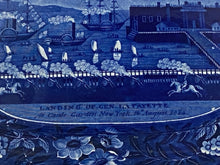 Load image into Gallery viewer, Historical Staffordshire Blue Landing of Lafayette Platter 15 1/4”
