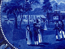 Load image into Gallery viewer, Historical Staffordshire Blue Esplanade Castle Gardens New York Platter 20 1/2”
