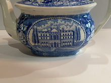 Load image into Gallery viewer, Historical Staffordshire Blue Teapot Hartford Connecticut State House
