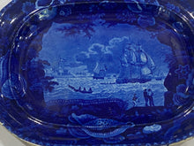 Load image into Gallery viewer, Historical Staffordshire Blue Platter Christianburg Danish Settlement on the Gold Coast of Africa
