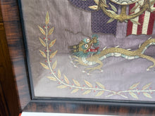Load image into Gallery viewer, Antique Japanese Silk Embroidery Americana Patriotic Eagle Flag Marine Corp 1900
