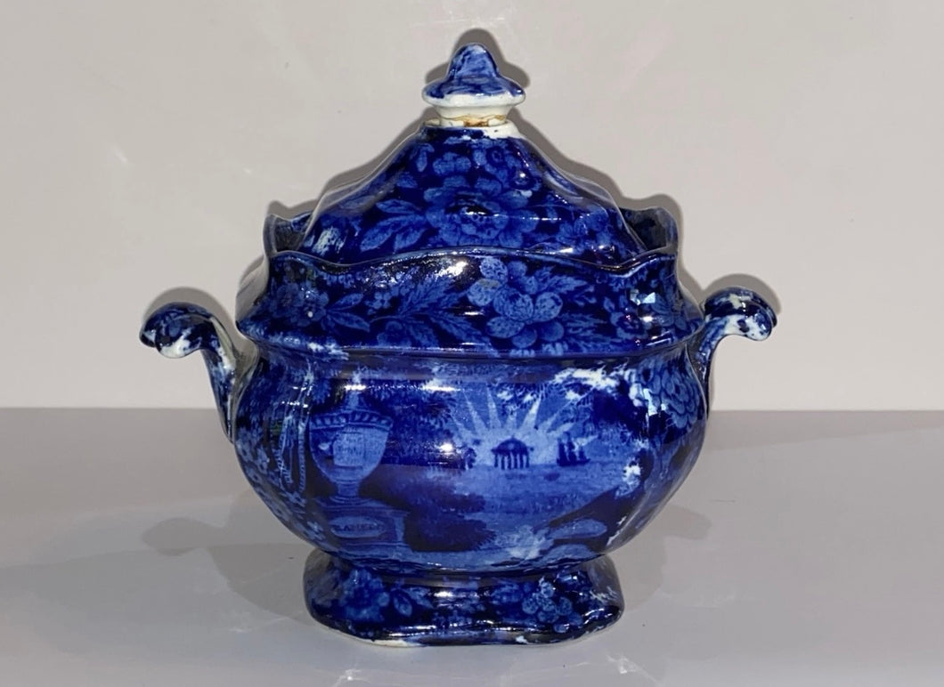 Historical Staffordshire Lafayette At Franklins Tomb Sugar Bowl By Wood 1825
