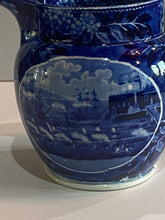 Load image into Gallery viewer, Historical Staffordshire Blue Landing Of Lafayette Pitcher Ca. 1825
