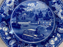 Load image into Gallery viewer, Historical Staffordshire Blue Plate Water Works Philadelphia with Sternwheeler
