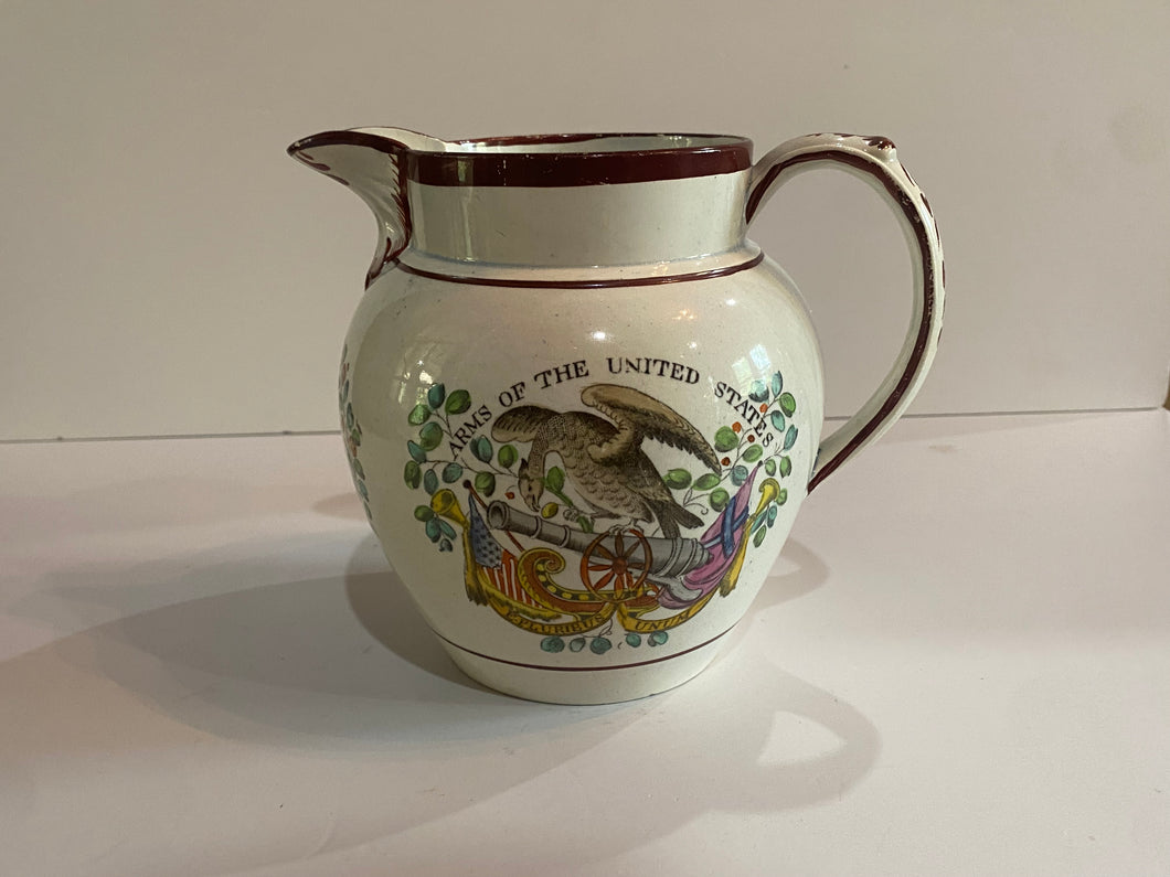 Staffordshire Pearlware Arms of United States and Free Trade and Sailors Their Rights Pitcher
