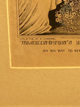Load image into Gallery viewer, Currier &amp; Ives Washington's Reception by the Ladies on the Bridge Lithograph
