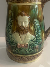 Load image into Gallery viewer, Majolica Pitcher With William McKinley and James Garfield

