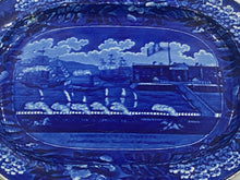 Load image into Gallery viewer, Historical Staffordshire Blue Landing of Lafayette At Castle Gardens Platter 17”
