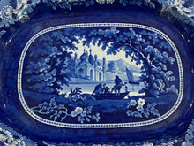 Load image into Gallery viewer, Historical Staffordshire Dark Platter River Scene With Temple
