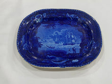 Load image into Gallery viewer, Historical Staffordshire Blue Platter Christianburg Danish Settlement on the Gold Coast of Africa
