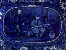 Load image into Gallery viewer, Historical Staffordshire Blue Small Platter Wilkie Series The Letter of Introduction Ca. 1825
