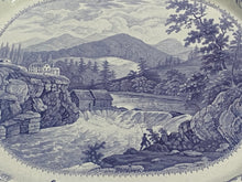 Load image into Gallery viewer, Historical Staffordshire Light Mulberry Transfer Platter Little Falls at Luzern Hudson River 1835
