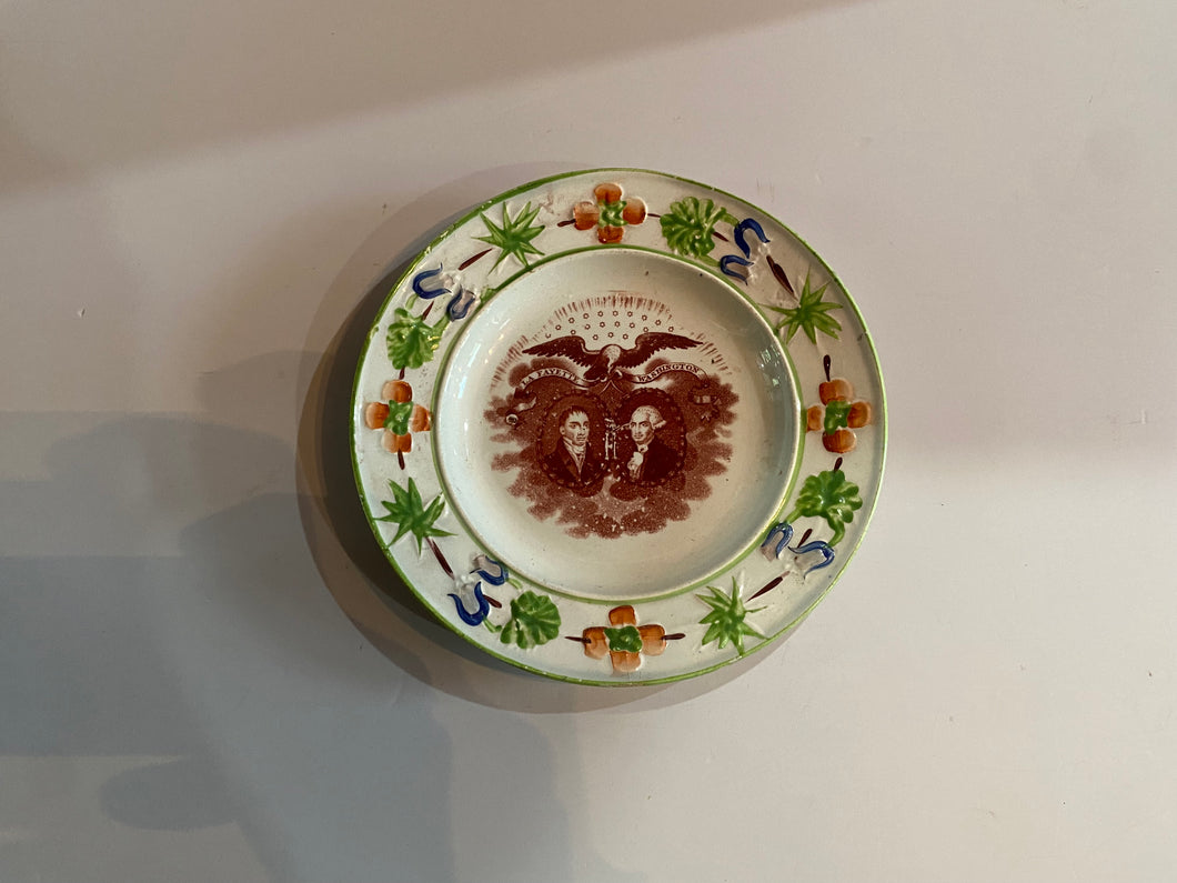 Historical Staffordshire Pearlware General Lafayette and George Washington Childs Plate