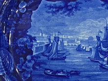 Load image into Gallery viewer, Historical Staffordshire Blue Platter View of Dublin By Wood
