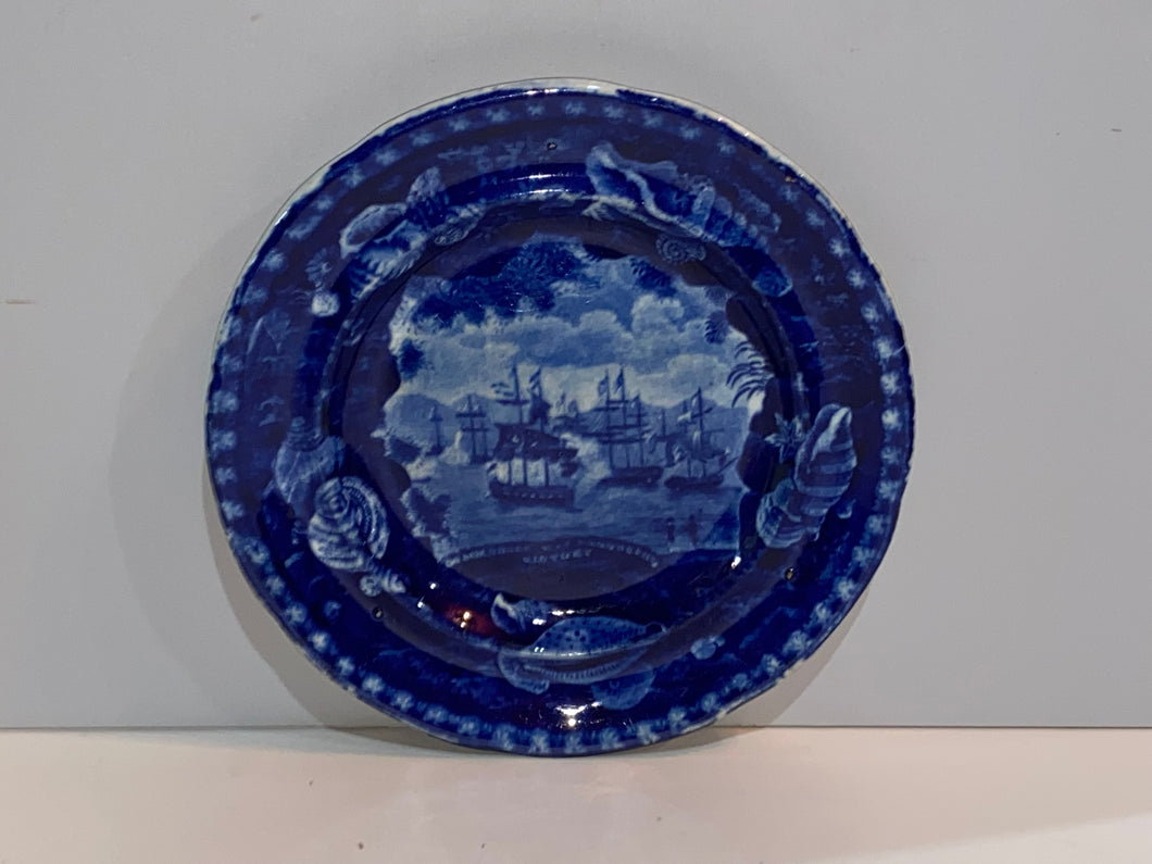 Historical Staffordshire Blue Macdonough’s Victory Small Plate