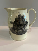 Load image into Gallery viewer, Staffordshire Creamware Liverpool Pitcher Ship Building Scene and American Ship
