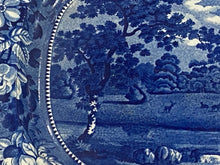 Load image into Gallery viewer, Historical Staffordshire Blue Platter Oatlands Surrey 4 Medallion Erie Canal
