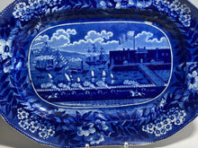 Load image into Gallery viewer, Historical Staffordshire Blue Small Platter Landing Of Lafayette Transfer 1825
