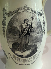 Load image into Gallery viewer, Staffordshire Creamware Liverpool Pitcher Charity And Faith Arms Ca. 1800
