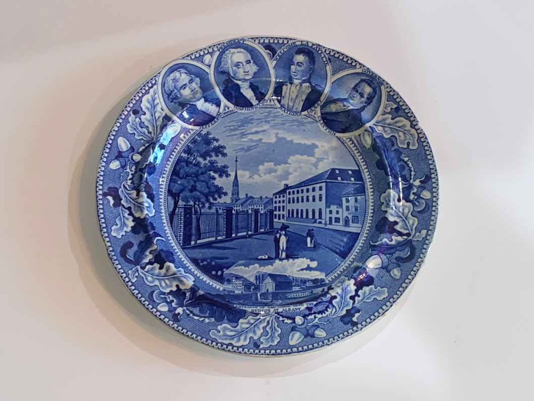 Historical Staffordshire Park Theater New York 4 Medallion Plate Erie Canal