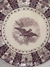 Load image into Gallery viewer, Historical Staffordshire Mulberry Transfer Dinner Plate with Eagle and American Flag Ca. 1835
