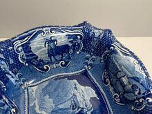 Load image into Gallery viewer, Staffordshire Blue Transfer Quadrupeds Footed Compote with Newfoundland Dog Ca. 1825
