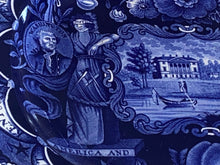 Load image into Gallery viewer, Historical Staffordshire Blue Platter States Pattern 14 3/8” Ca. 1825
