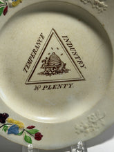 Load image into Gallery viewer, Staffordshire Pearlware Children’s Plate Temperance Industry And Plenty 1830’s
