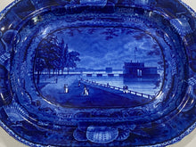 Load image into Gallery viewer, Historical Staffordshire Blue Castle Gardens Battery New York Large Platter 20 1/2”
