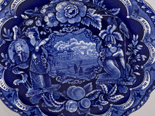 Load image into Gallery viewer, Historical Staffordshire Blue Dinner Plate States Pattern
