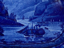 Load image into Gallery viewer, Historical Staffordshire Blue Small Platter Highlands Hudson River Chancellor of Livingston Boat 1825
