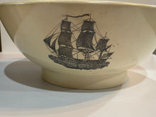 Load image into Gallery viewer, Staffordshire Creamware Liverpool Large Punch Bowl Ship Eagle Washington

