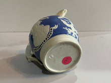 Load image into Gallery viewer, Historical Staffordshire Blue Jasperware Washington and Lafayette Pitcher 1830
