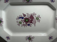 Load image into Gallery viewer, Staffordshire Mulberry Transfer Liberty Cap Patriotic Flag Large Platter 1840’s
