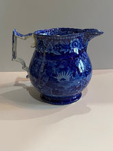 Load image into Gallery viewer, Historical Staffordshire Blue Lafayette At Franklins Tomb Pitcher
