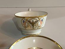Load image into Gallery viewer, Staffordshire Porcelain Cup and Saucer Set with Seal of the United States
