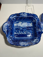 Load image into Gallery viewer, Historical Staffordshire Blue Covered Vegetable Dish Landing Of Lafayette 1825 B
