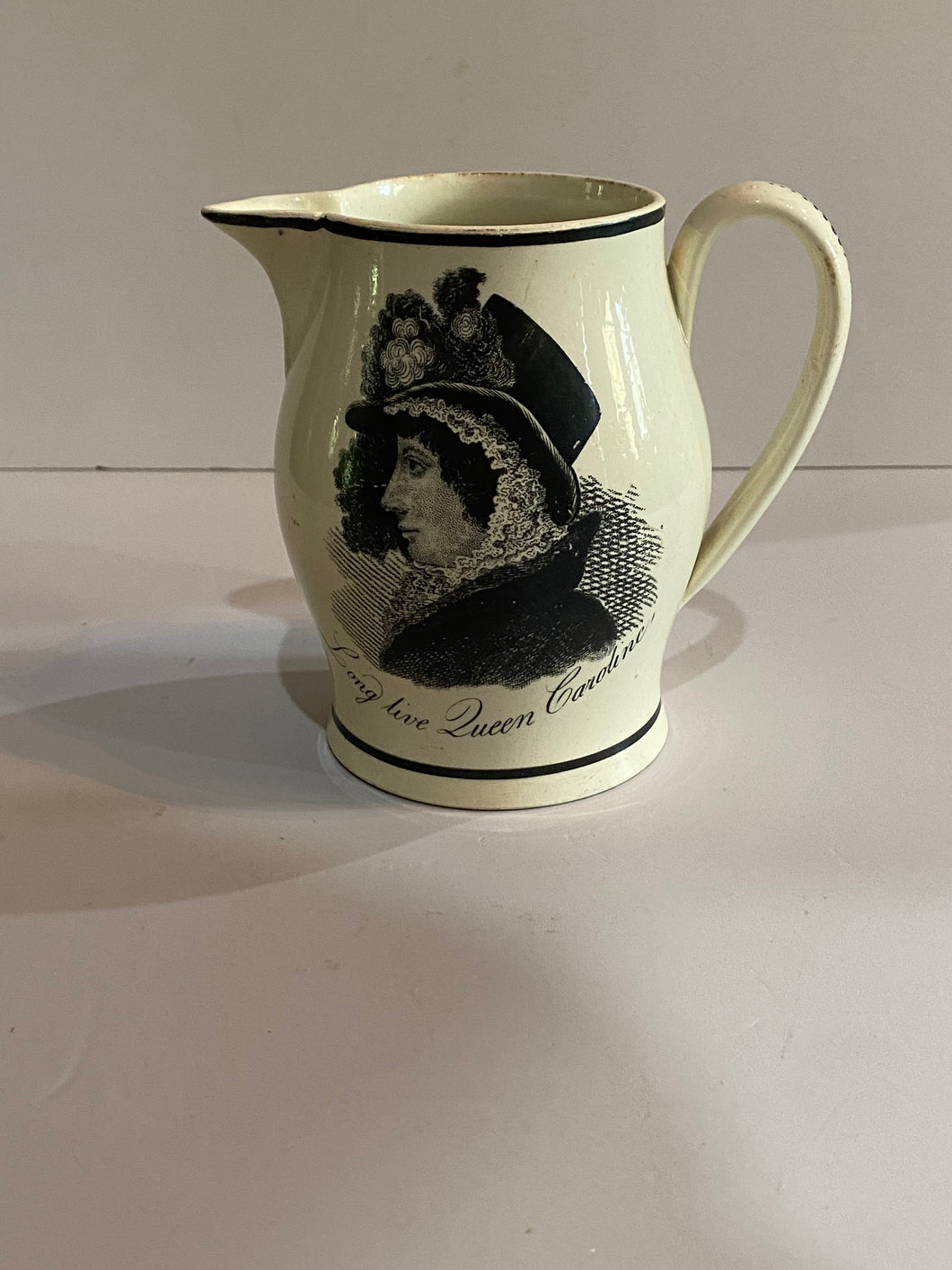 Staffordshire Creamware Liverpool Pitcher Queen Caroline British Royalty 1800’s